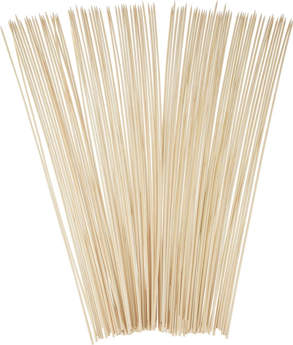 Kadirelli Bamboe Barbecue Skewers 30cm - Set van 100 Stuks - Satéprikkers - Voor Grillen van Cocktails, Fruit, Burgers en Marshmallows