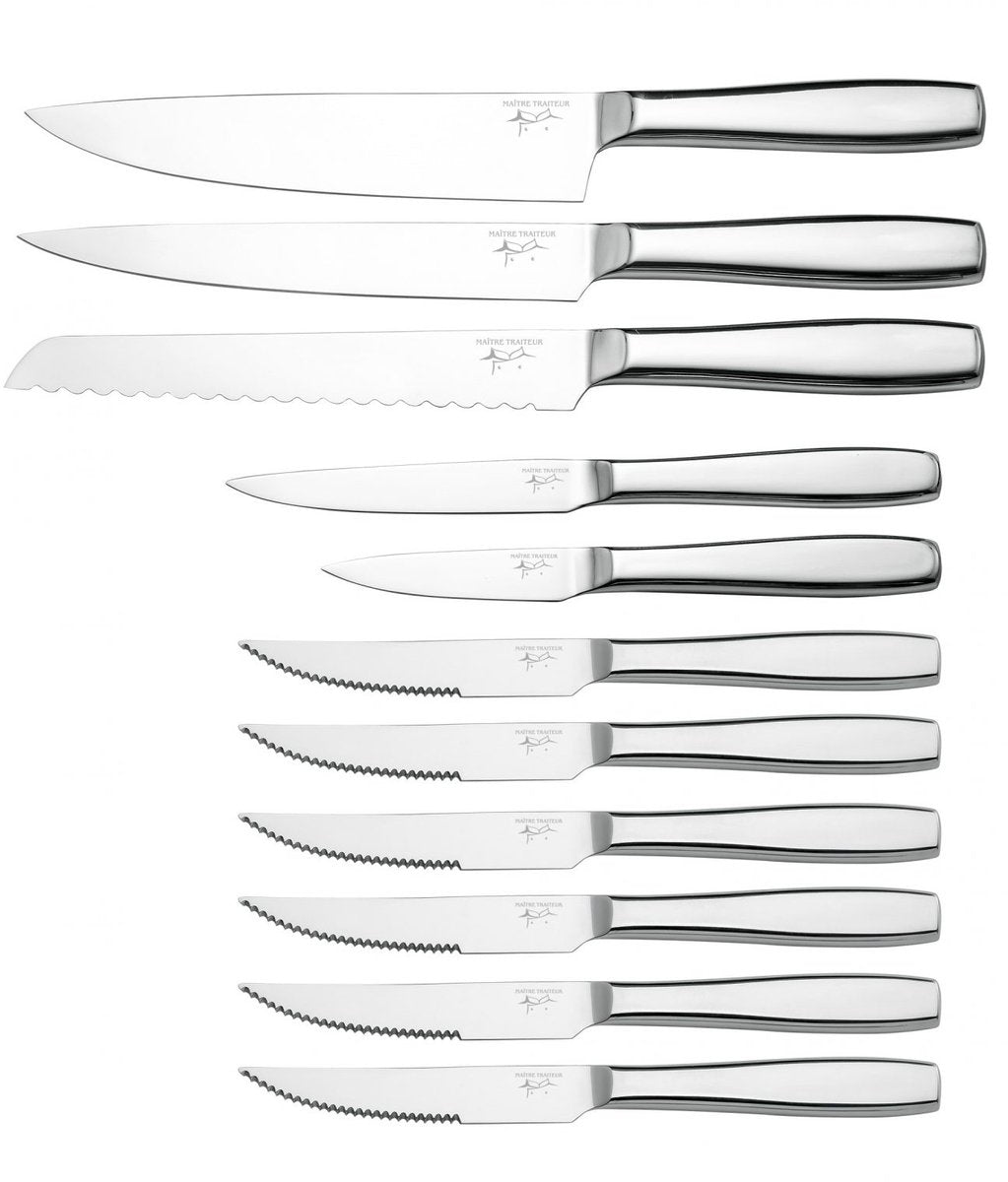 Maître Traiteur Messenset incl. Messenblok - 12-delig - RVS