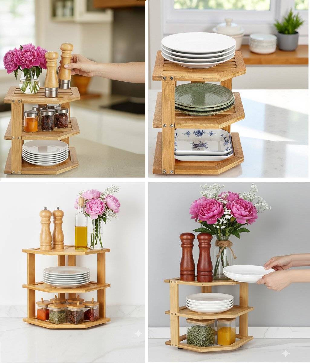 Cheffinger Afdruiprek - 3-laags - Bamboe - Keukenrek