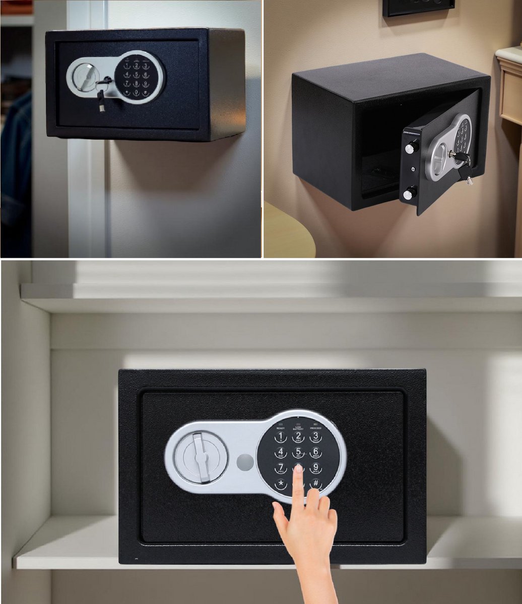 Stark's Kluis - Elektronisch Cijferslot en Noodsleutel - Geldkluis - Sieradenkluis - 30x38x30cm - Zwart