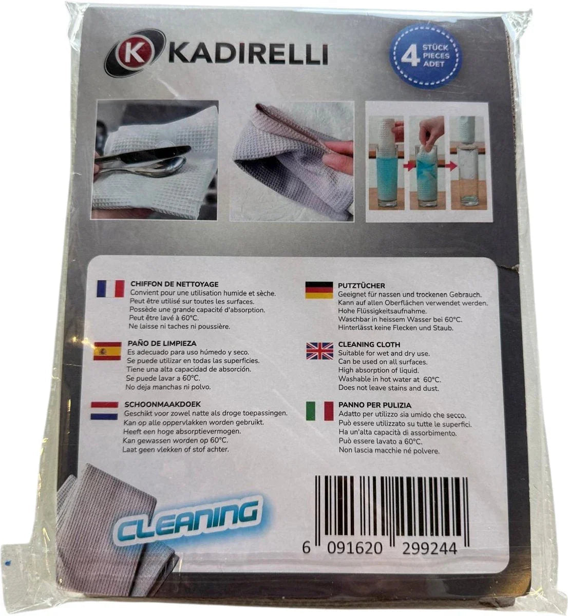 Kadirelli Microvezel Schoonmaakdoekjes - 4 Stuks - Sneldrogend & Absorberend - 40x60cm - TEKZEN