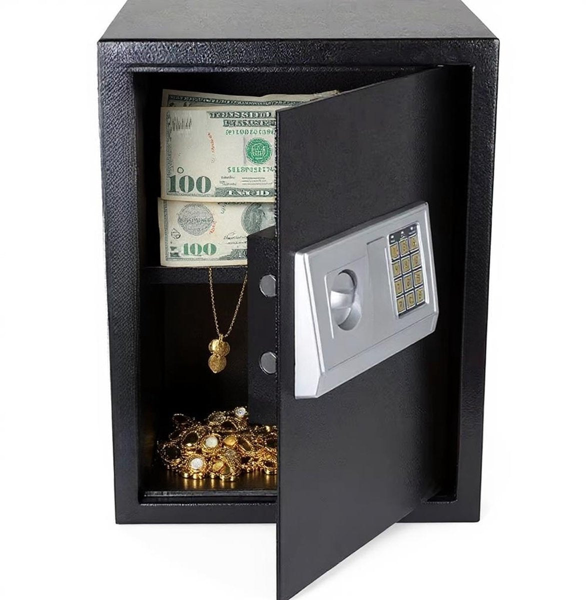 Coffre-fort Stark - Serrure électronique à combinaison et clé de secours - Coffre-fort pour argent - Coffre-fort à bijoux - 30 x 35 x 50 cm - Noir