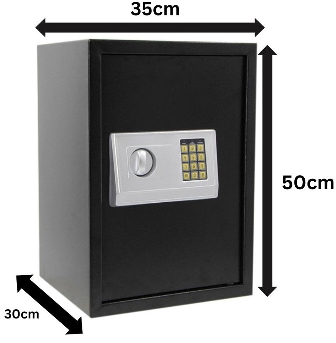 Coffre-fort Stark - Serrure électronique à combinaison et clé de secours - Coffre-fort pour argent - Coffre-fort à bijoux - 30 x 35 x 50 cm - Noir
