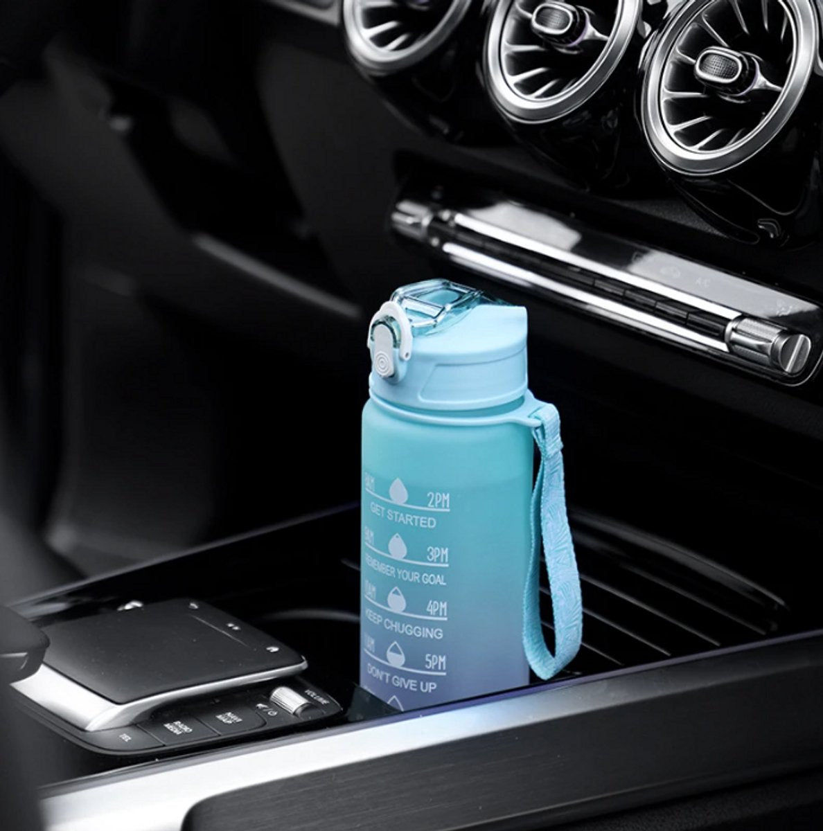 Hauskraft Motivatie Waterfles - 3-delige Set - Blauw/Paars - Drinkfles - Waterfles met Rietje - Waterfles met Tijdmarkering - 2L, 900ml, 500ml