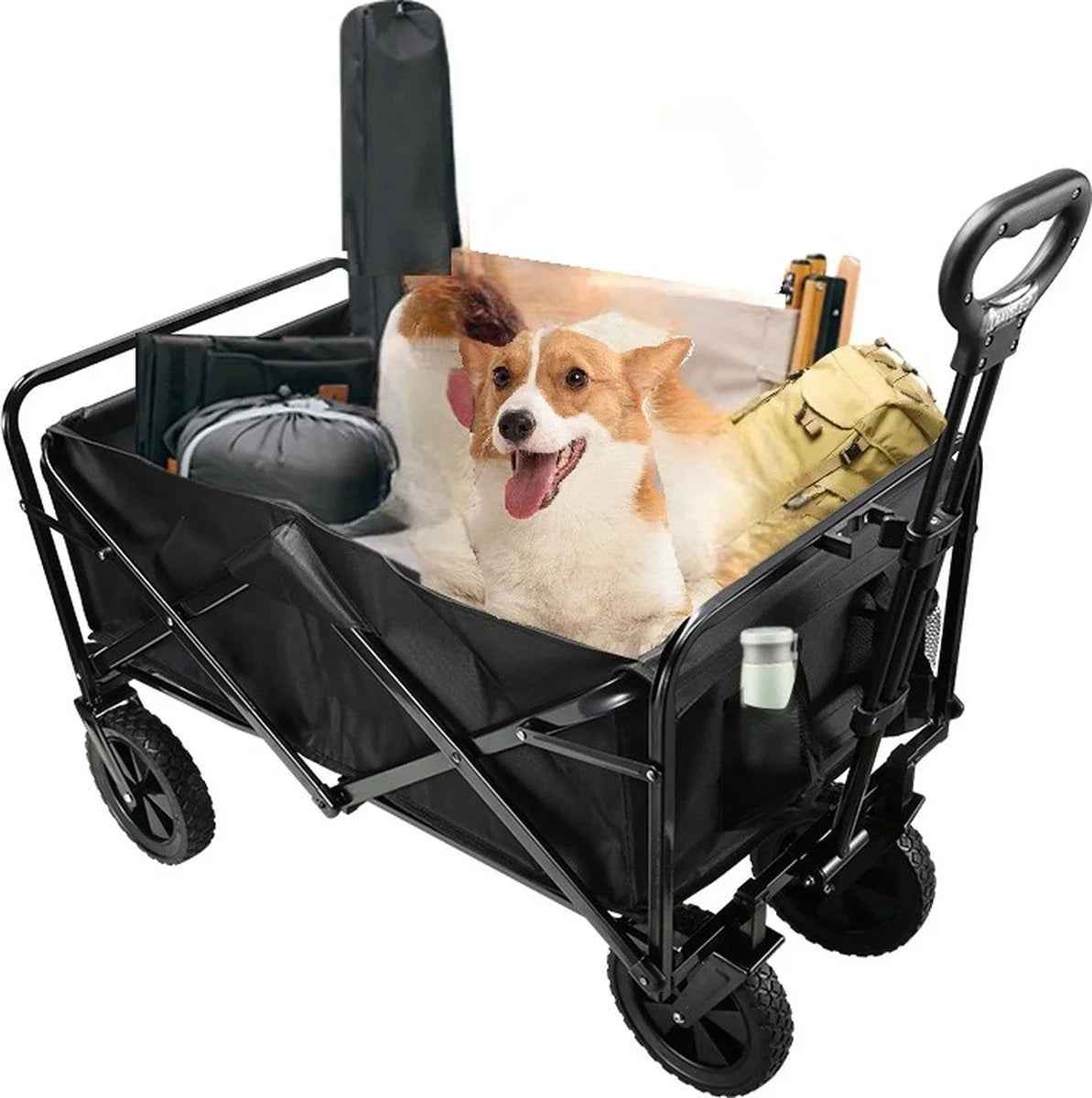 Traveleo Bolderkar - Opvouwbaar - 70kg - Zwart - L 85 x B 50 x H 59 cm - TEKZEN