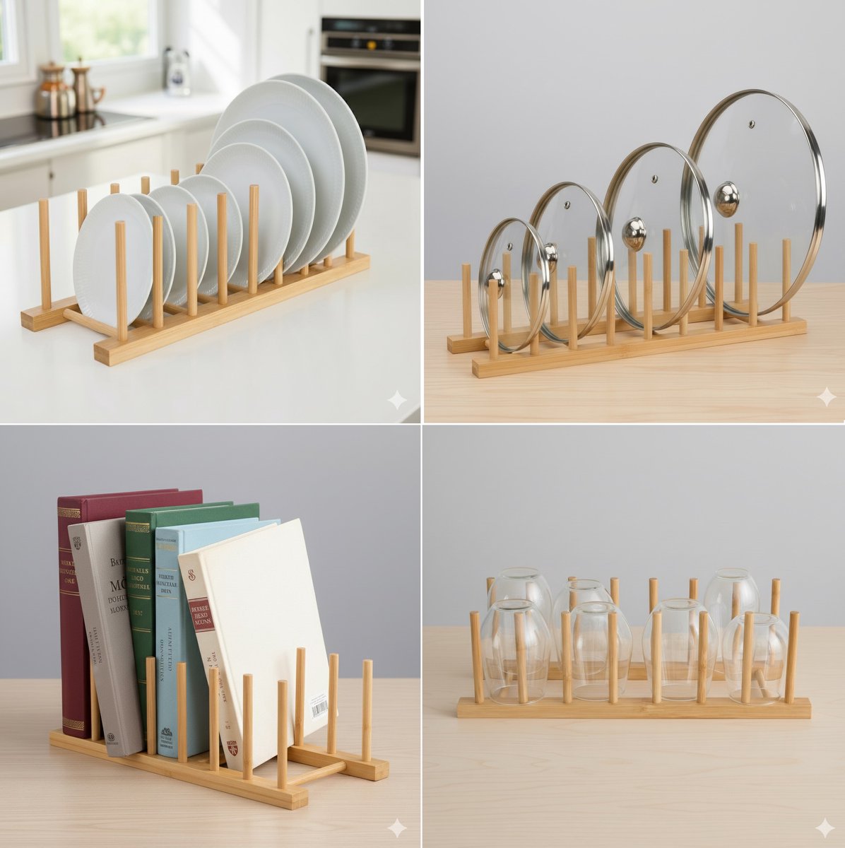 Égouttoir astucieux - Bambou - Porte-assiettes
