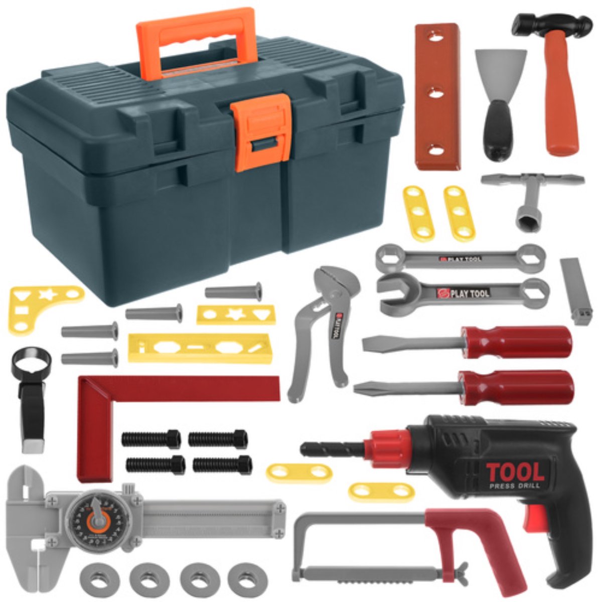 Ruhhy Kindergereedschapskoffer 32-delig - Realistisch Speelgoed Gereedschap met Boormachine en Draagkoffer
