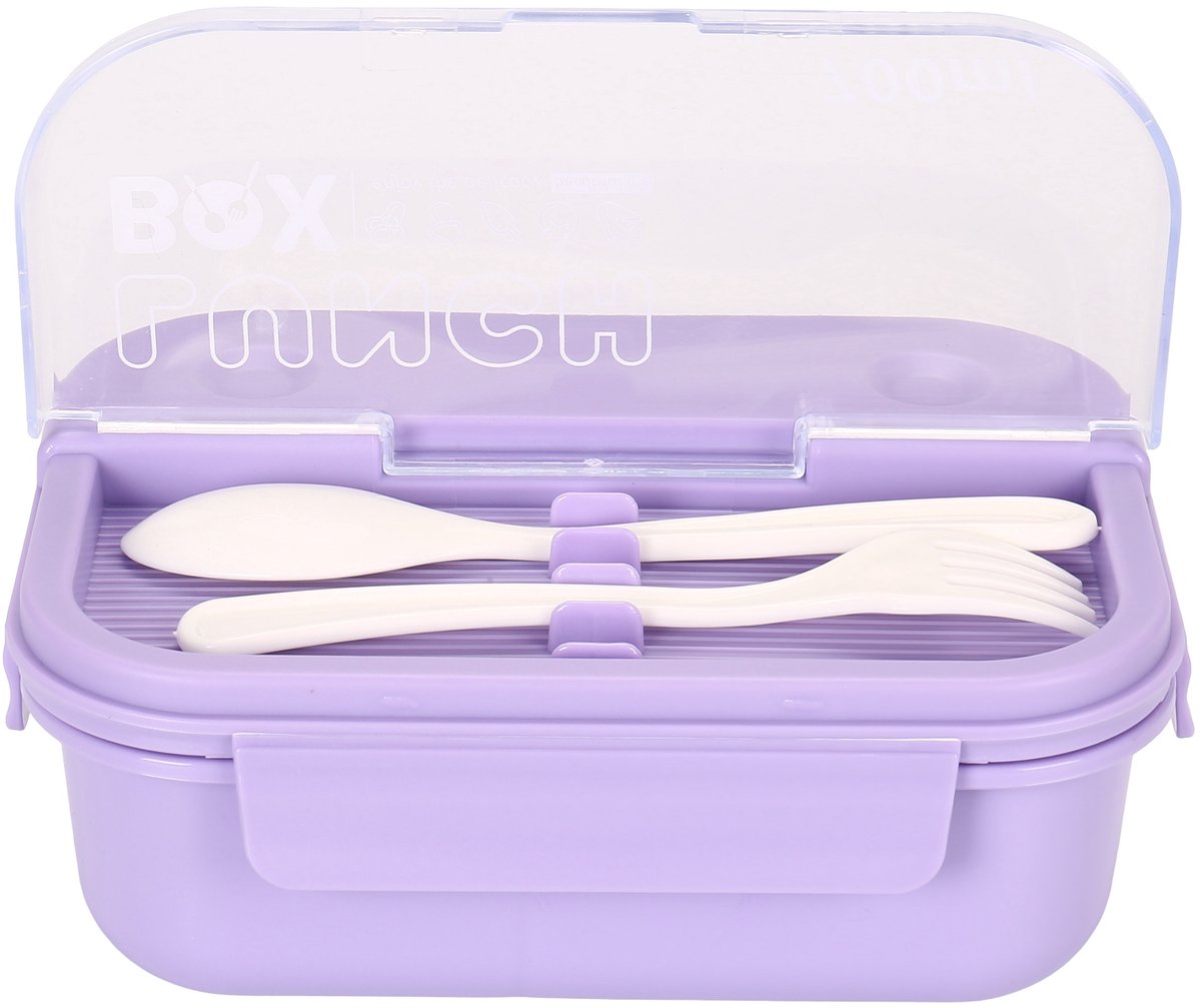Cheffinger Lunchbox met Bestek - Paars - Bentobox - Multifunctioneel Voor Werk en School - Meal Prep - TEKZEN