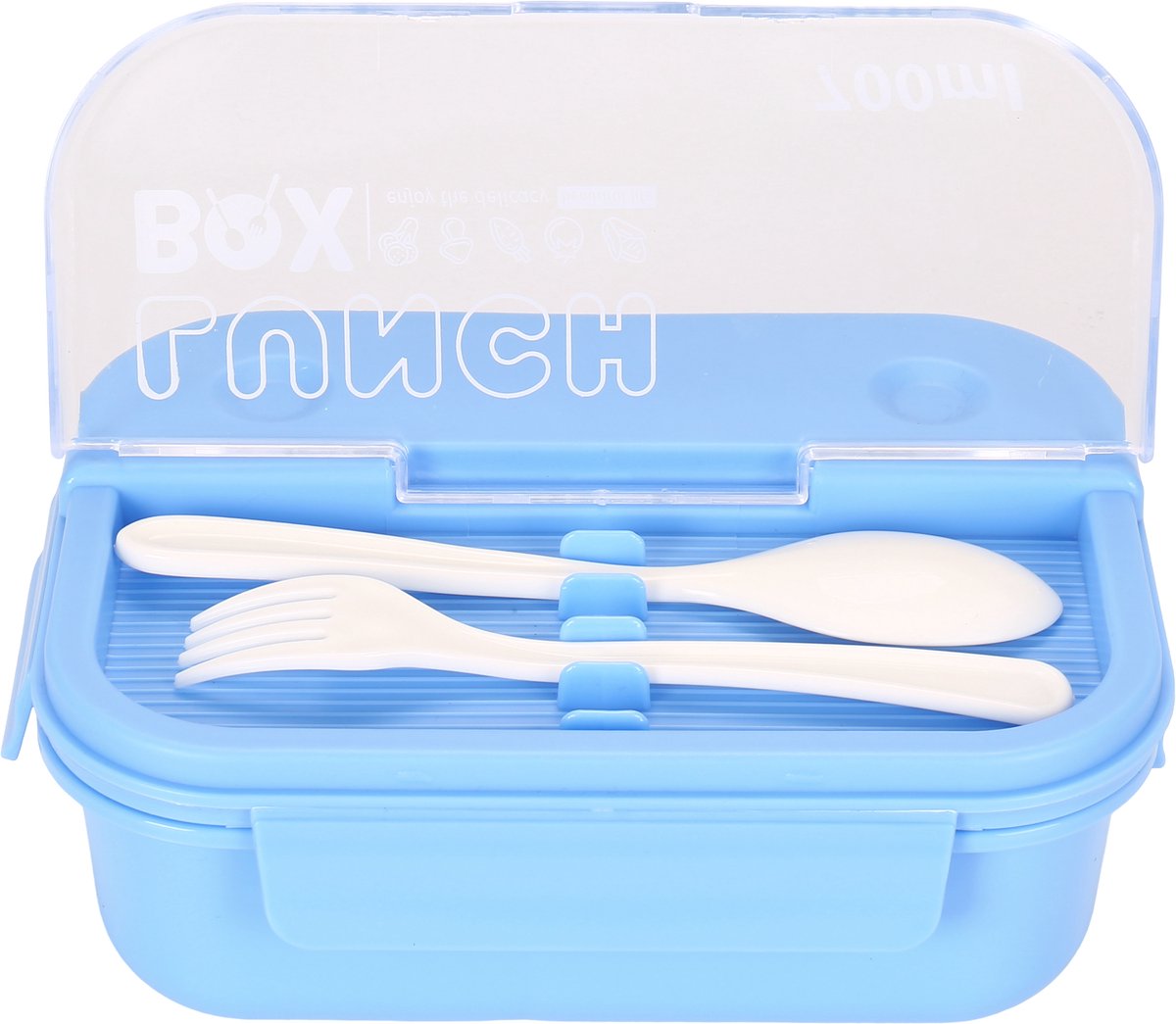 Cheffinger Lunchbox met Bestek - Blauw - Bentobox - Multifunctioneel Voor Werk en School - Meal Prep Bakje