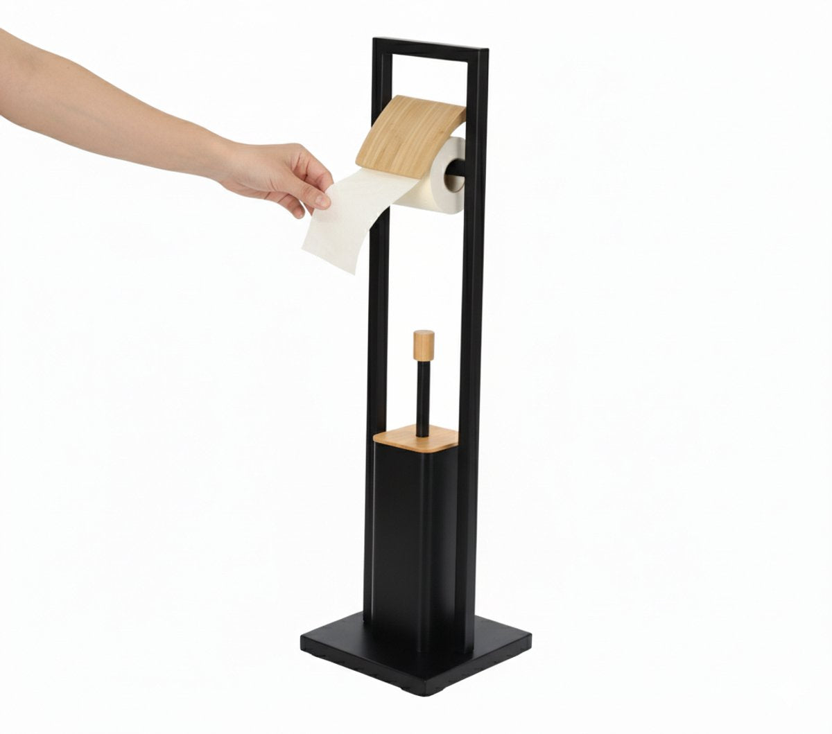 Cheffinger Badkamerset - 2-in-1 - WC-Borstel en Toiletrolhouder - Zwart