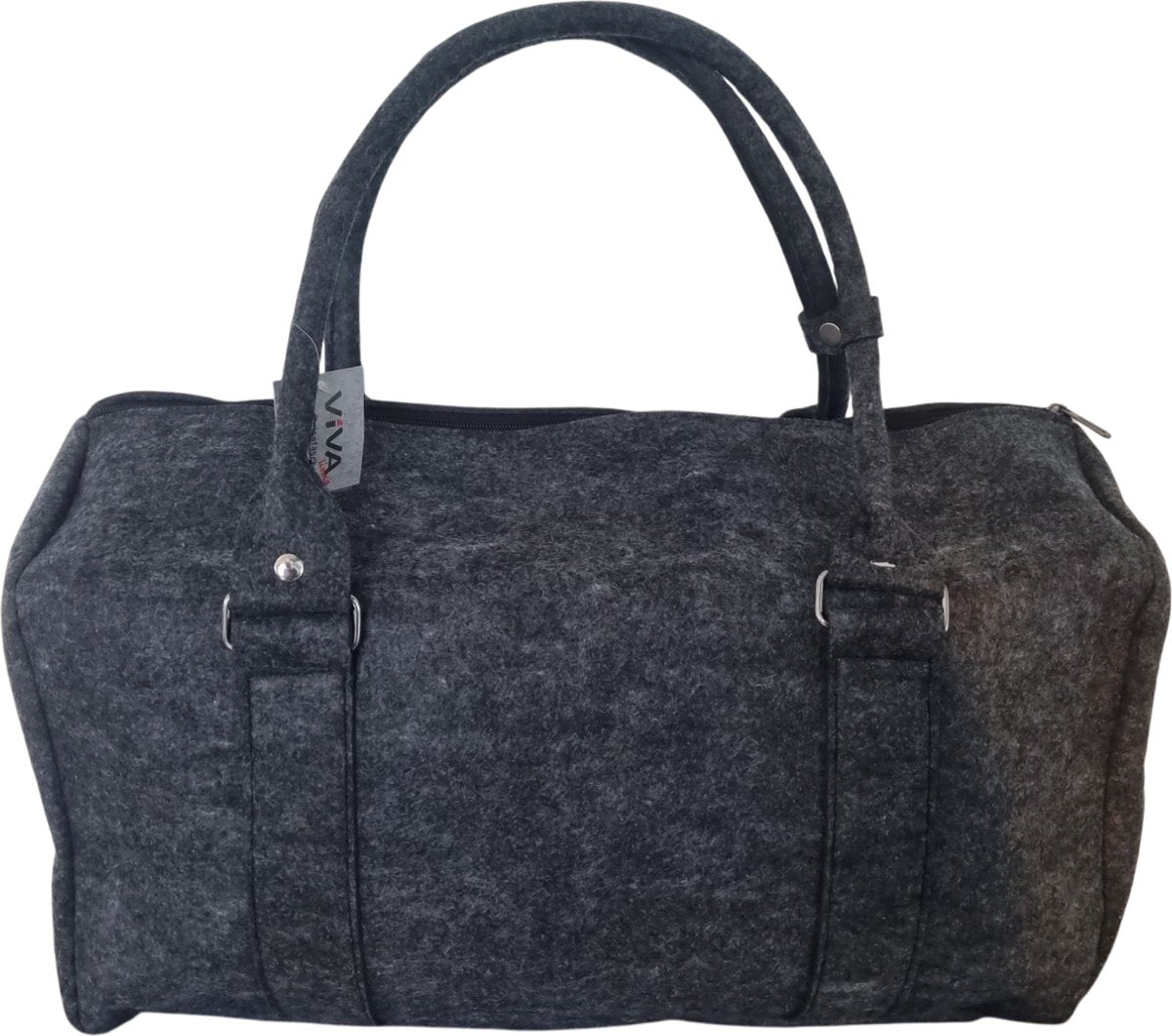 Viva Reistas Vilt met Rits - Antraciet - Shopper - Weekendtas - Luiertas - 50x30x23cm