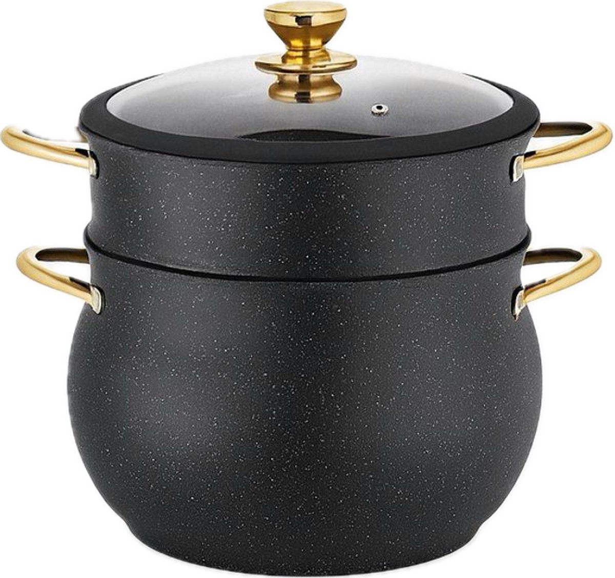 Kadirelli Couscous Pan met Deksel - Ø22cm - Zwart/Goud - Stoompan - TEKZEN
