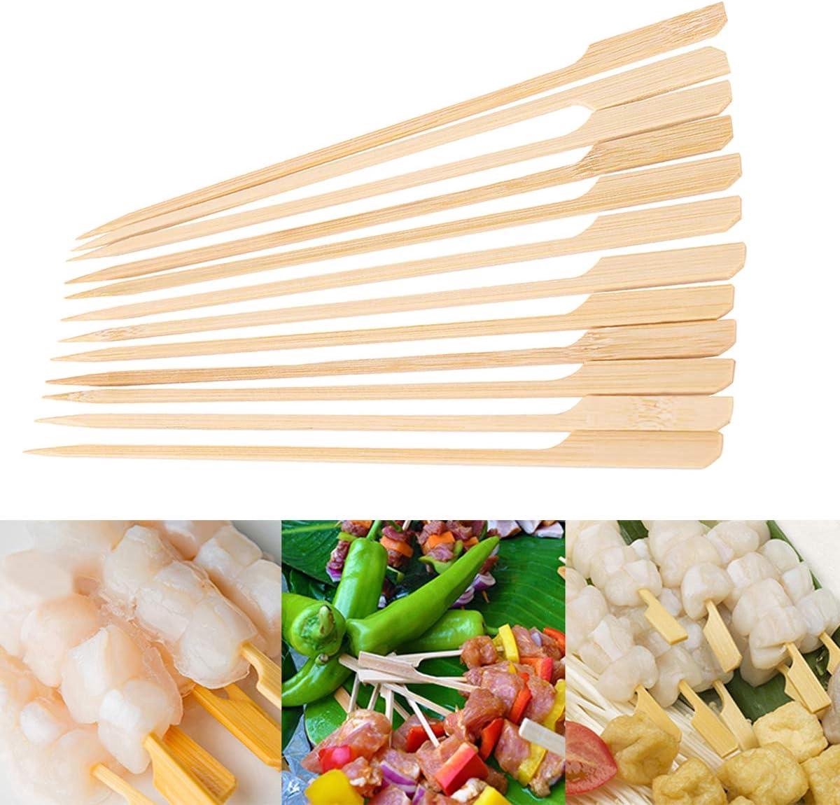 Kadirelli Bamboo Barbecue Skewers 12cm - Set of 50 Pieces - Wooden Kebab Sticks - For Grilling Cocktails, Fruit, Burgers and Marshmallows