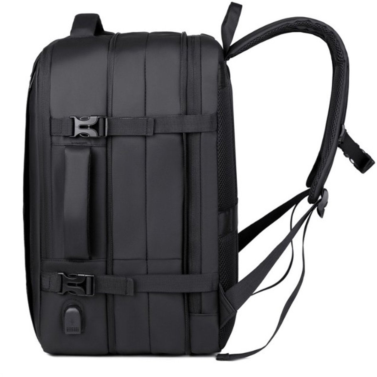 Hauskraft Rugzak met USB-Poort - Zwart - Rugzak voor Reizen - Reistas Handbagage - Reis Backpack - Rugtas Heren en Dames