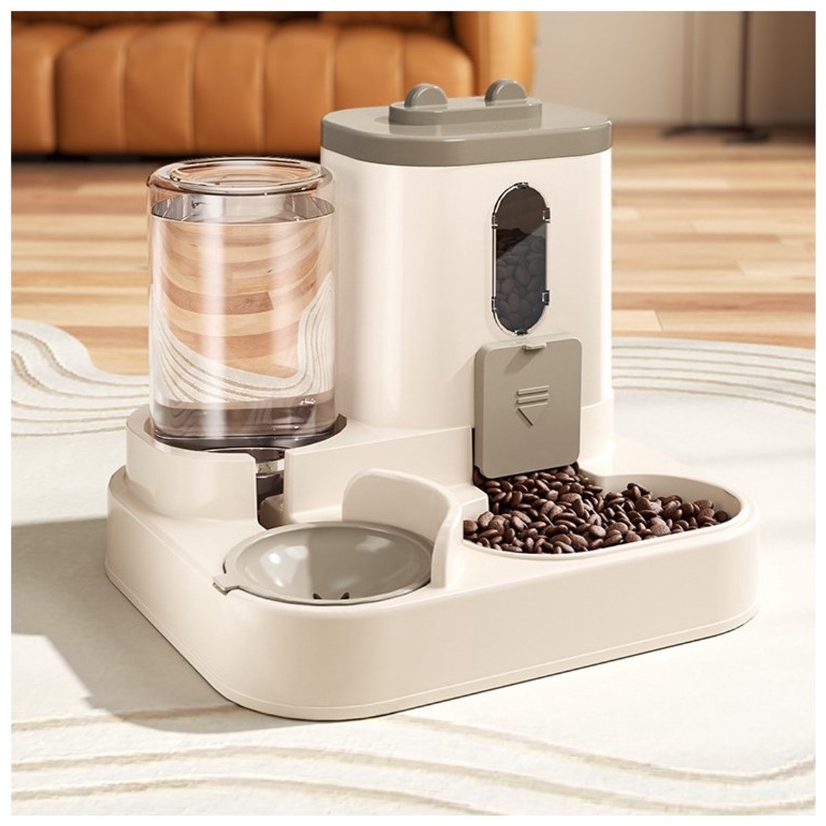 Hauskraft Automatische Voer- en Drinkbak 2-in-1 - Cremé - 25x23x20cm - Voor Hond & Kat
