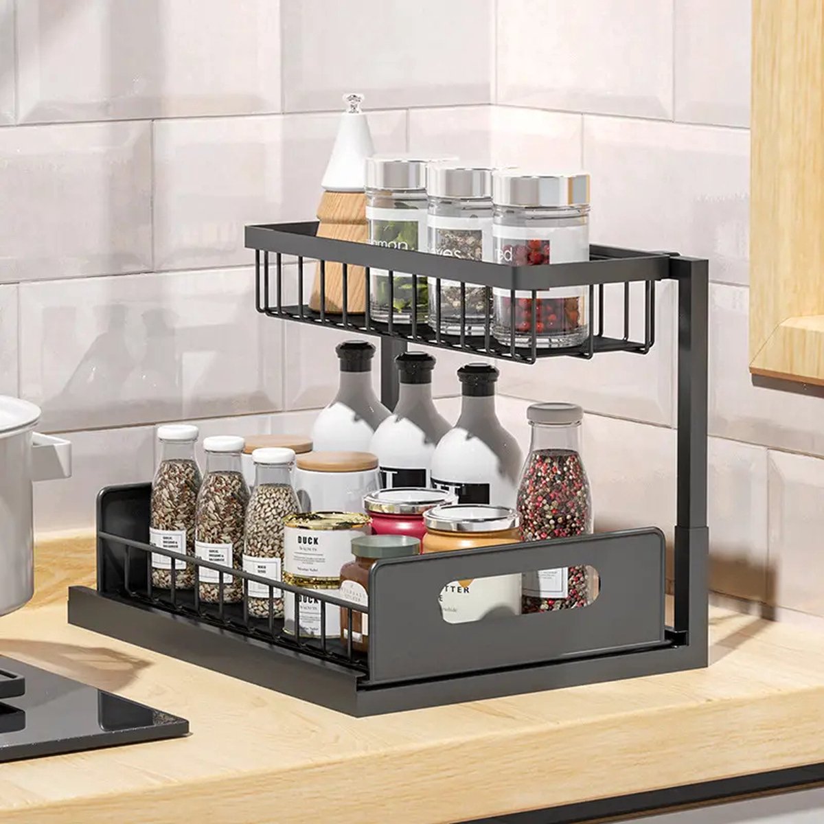 Cheffinger Under Sink Cabinet Organizer - Extendable - Dish Drying Rack - Kitchen Cabinet Organizer - Kitchen Organizers - Organizer - Sink Rack - Kitchen Drawer