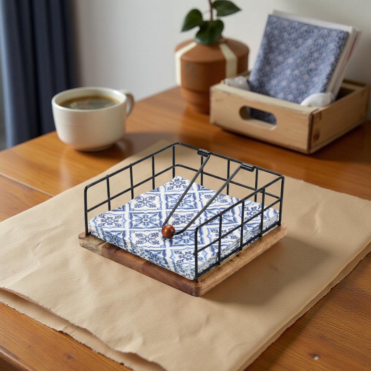 Cchefer Napkin Holder - Black/Wood