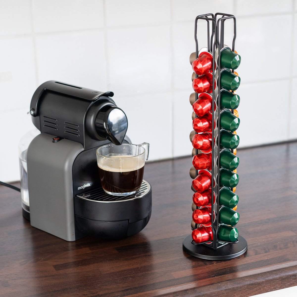 Cheffinger - Nespresso Capsulehouder - Cuphouder - Voor 40 cups - Koffiecups Houder - Zwart - 360° draaibaar