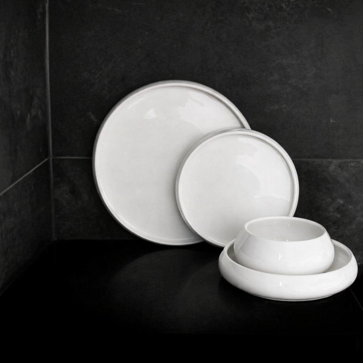 Glozini Tokyo - Porseleinen Serviesset Set - Dinner Set - 24-delig - Porselein - 6-Persoons - Wit
