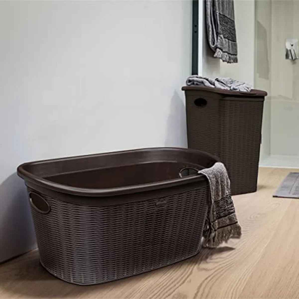 Stefanplast Elegance Wasmand - Bruin - Kunststof - 38x58x28cm - TEKZEN