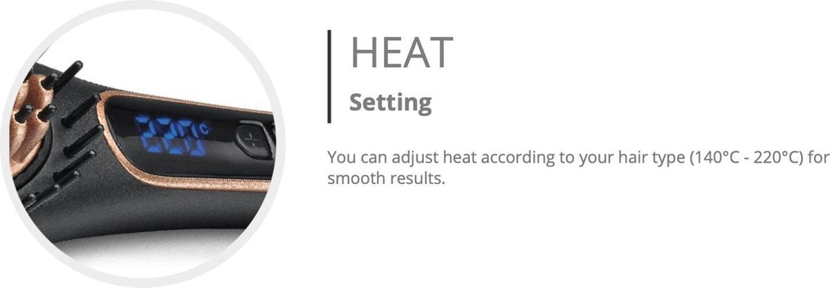 Arzum Superstar AR5036 - Stijlborstel - Zwart/Koper - Led Scherm - Keramische Coating - Toermalijn-Ionentechnologie - 140-220°C - 53W