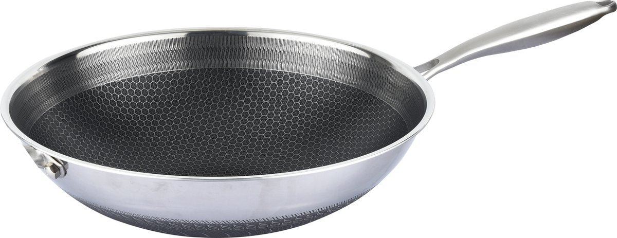 Cheffinger Wokpan - 32cm - RVS - Honingraat - Inductie