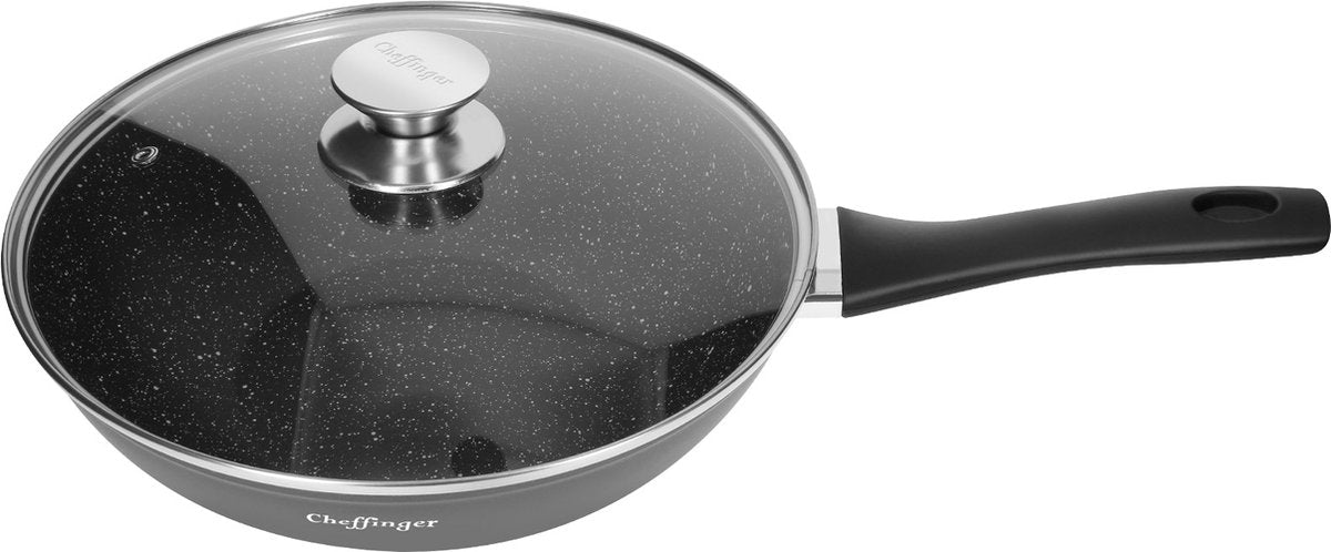 Cheffinger Wokpan met Deksel - 28cm - Inductie