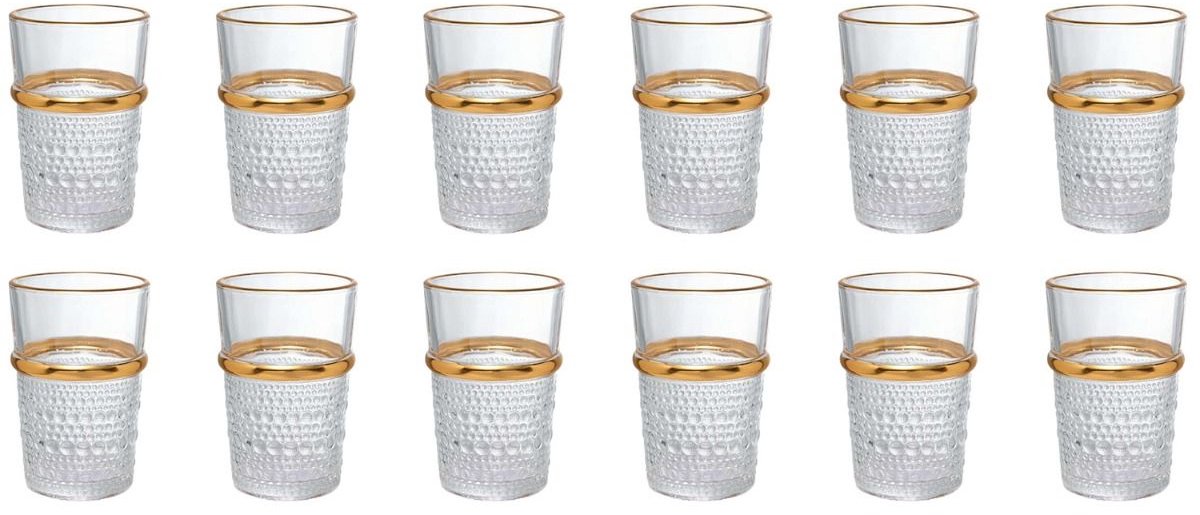 Bricard Haza Glazenset - Goud - 12-delig - 200ml - Marokkaanse Theeglazen