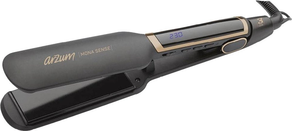 Arzum Mona Sense AR5035 - Lisseur à cheveux larges - Noir - 50 W - Affichage LED - Revêtement à la kératine et à l'huile d'argan