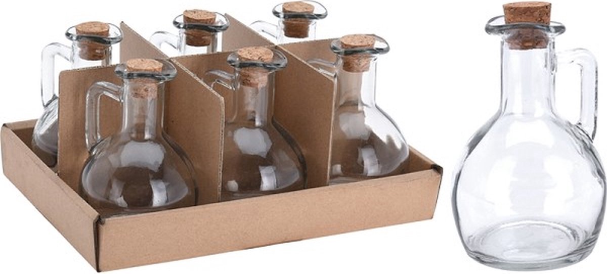 Hauskraft Oil and Vinegar Bottle Set - Set of 6 - Glass with Cork - 500ml - Oil Bottle