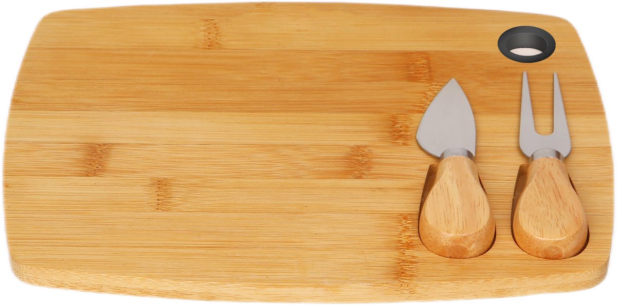 Cheffinger Kaasplank met 2 Kaasmessen - Bamboe - Kaasplankje - Serveerplank