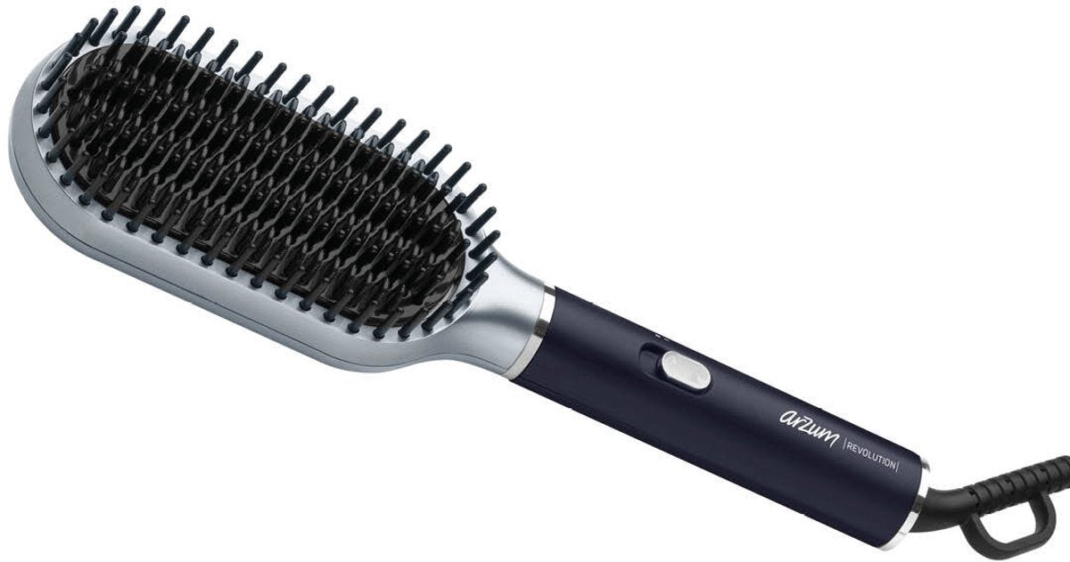 Arzum Revolution AR5158 - Stijlborstel - Zilver/Zwart - Keramische Borstel met Argan en Toermalijn Coating - 160-210°C - 50W