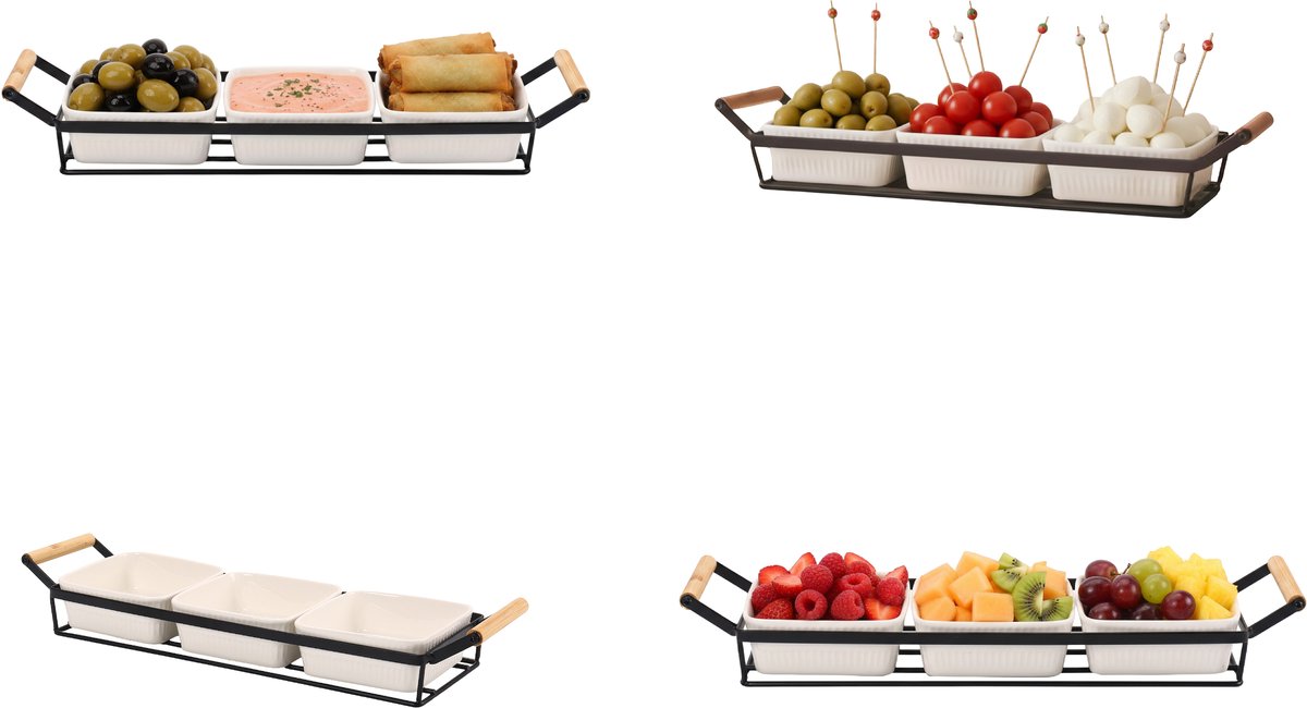 Cheffinger Snackschalen Set - 4-delig - Keramiek - Zwart/Wit
