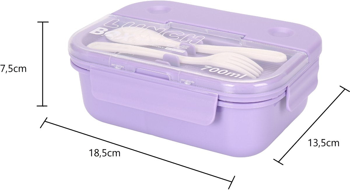 Cheffinger Lunchbox met Bestek - Paars - Bentobox - Multifunctioneel Voor Werk en School - Meal Prep - TEKZEN