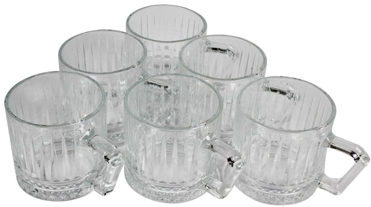 Cinar Theeglazen Set met Oor - 6 Stuks - 225ml - Theeglas - Theekopjes - Theeglazen met Handvat