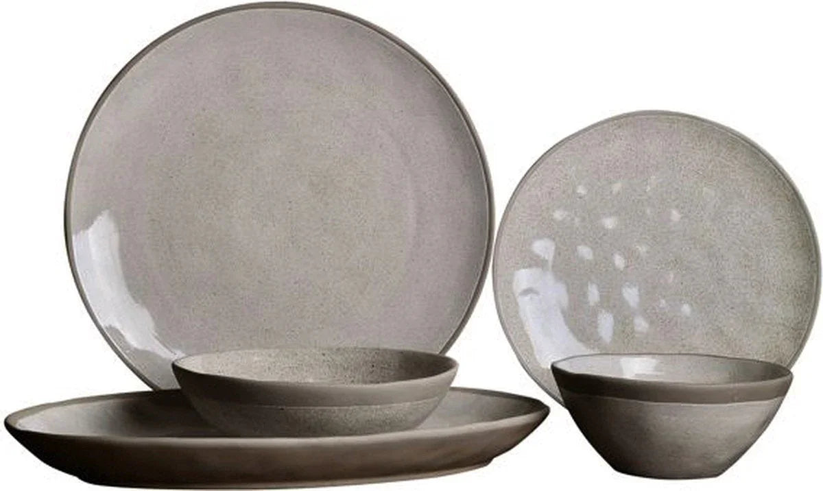 Bricard Albi - Porseleinen Serviesset Set - Dinner Set - 25-delig - 6 Persoons - Lichtgrijs