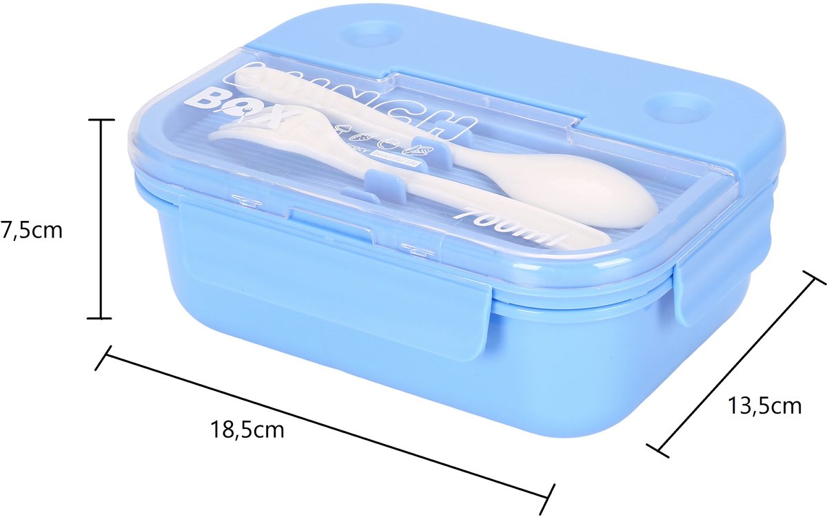 Cheffinger Lunchbox met Bestek - Blauw - Bentobox - Multifunctioneel Voor Werk en School - Meal Prep Bakje