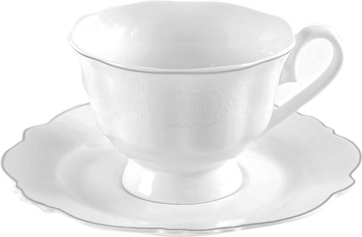 Bricard Arras Koffieset - 12-delig - Wit - Koffie Kopjes en Schoteltjes