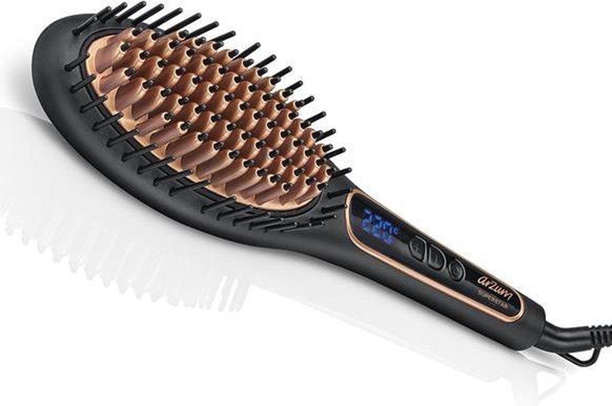 Arzum Superstar AR5036 - Stijlborstel - Zwart/Koper - Led Scherm - Keramische Coating - Toermalijn-Ionentechnologie - 140-220°C - 53W