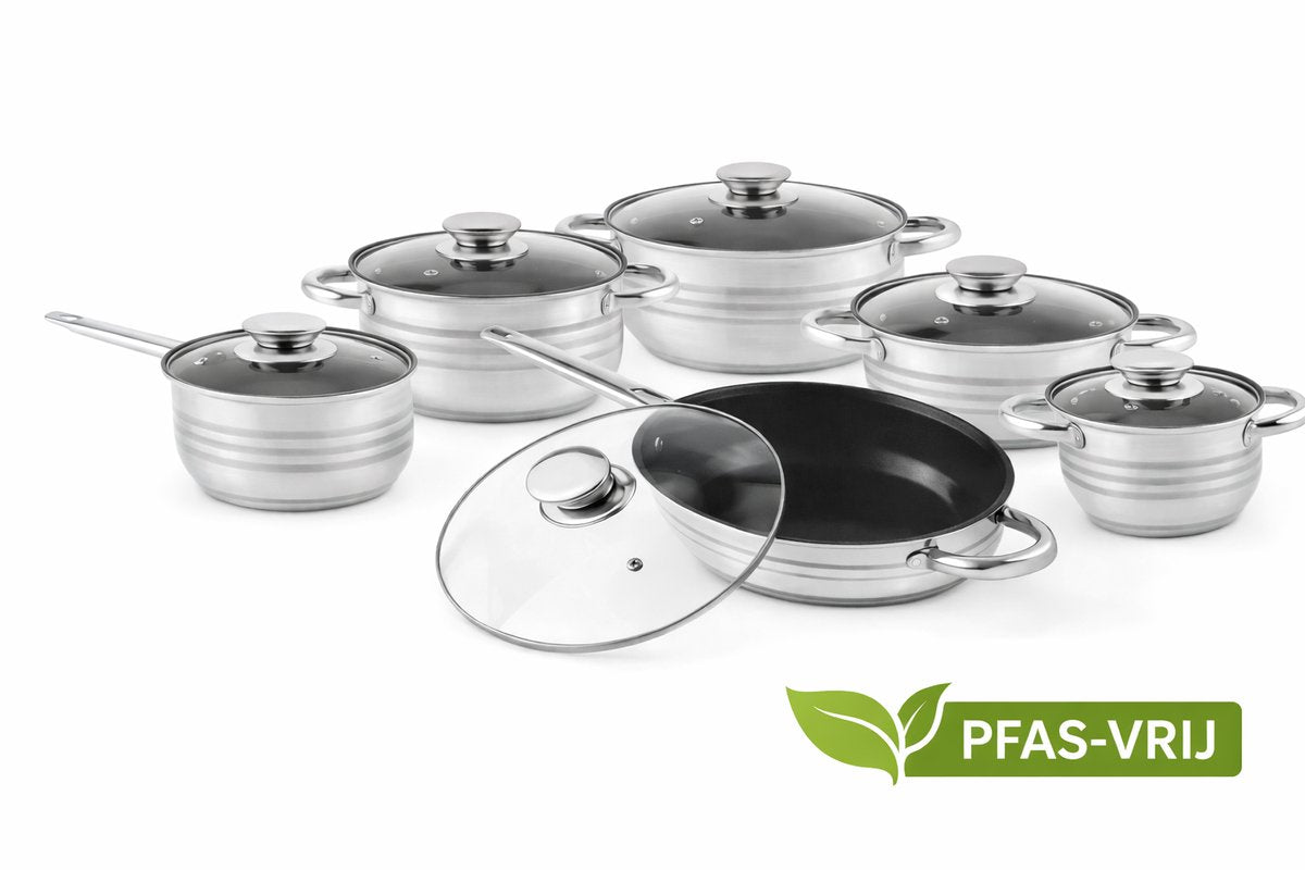 Kadirelli Pannenset met Deksels - 12-delig - RVS - PFAS-Vrij