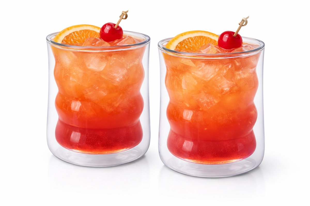 Glozini Dubbelwandige Wavy Bubbelglazen - 225ml - Set van 2 - Geribbelde Glazen - Bubble Glas - Esthetische Cocktailglazen