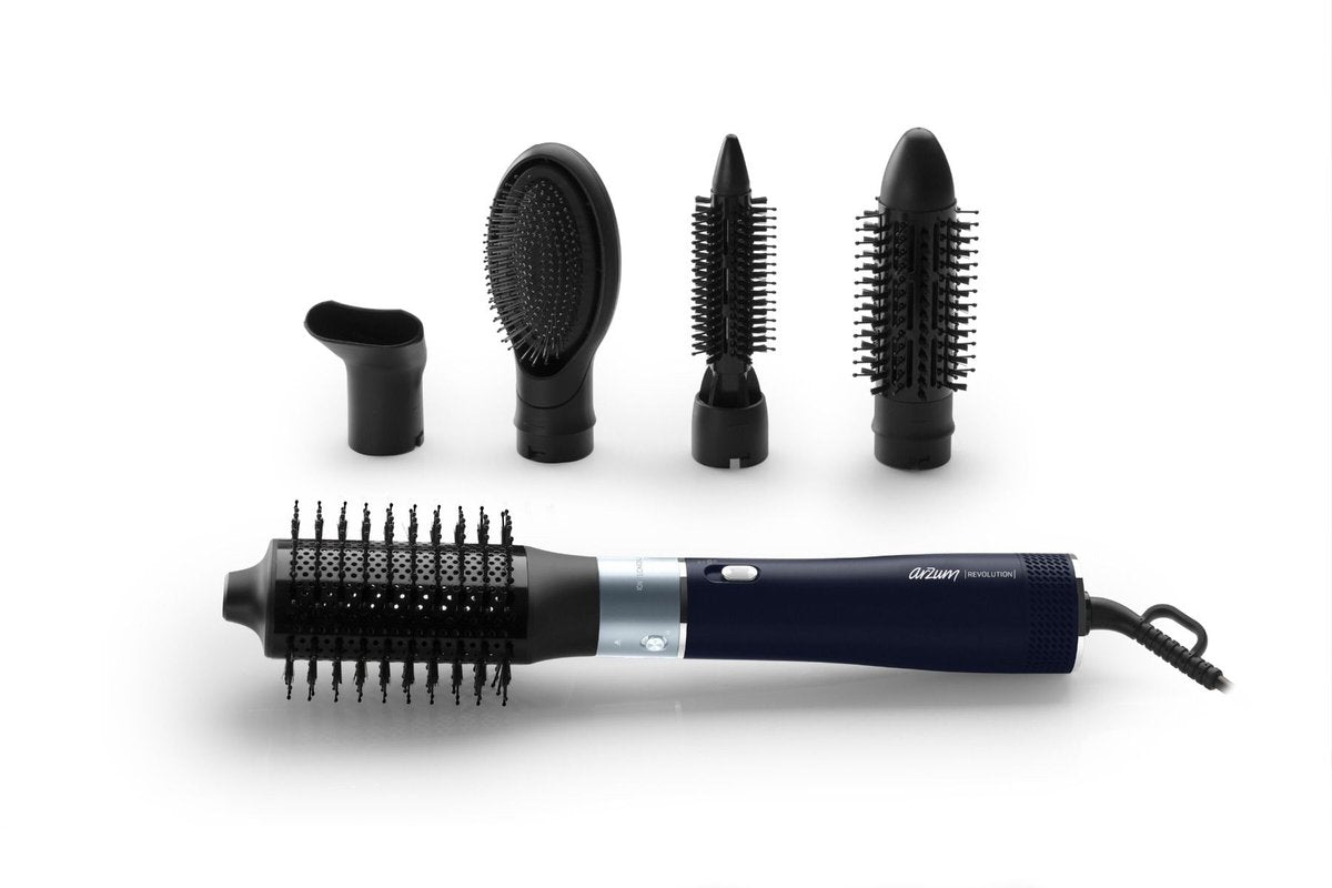 Arzum Revolution AR5162 - Heteluchtborstel - Zwart - 1200W - 5 Opzetstukken - 3-Staps Temperatuurcontrole - Ionentechnologie