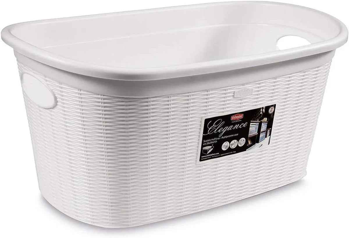 Stefanplast Elegance Wasmand - Wit - Kunststof - 38x58x28cm - TEKZEN