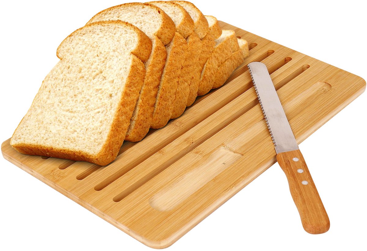 Cheffinger Broodsnijplank incl. Broodmes - 41cm - Bamboe
