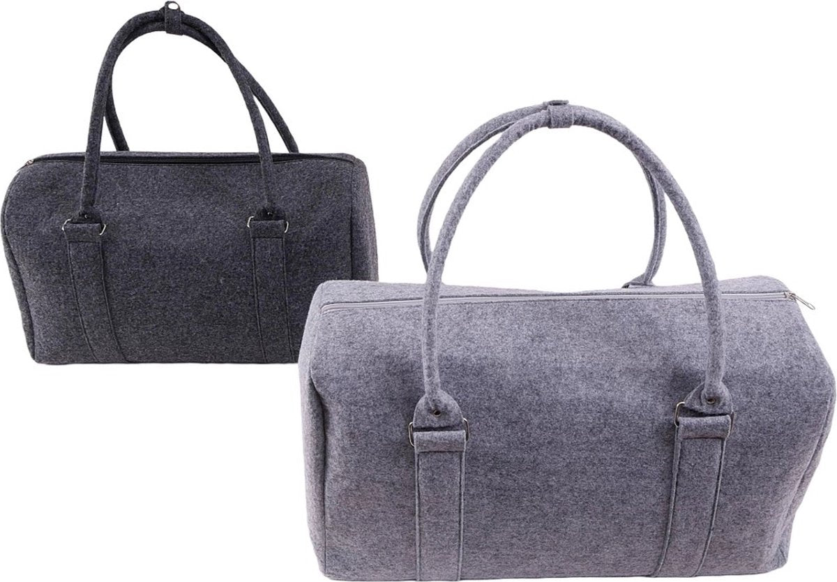 Viva Reistas Vilt met Rits - Lichtgrijs - Shopper - Weekendtas - Luiertas - 50x30x23cm