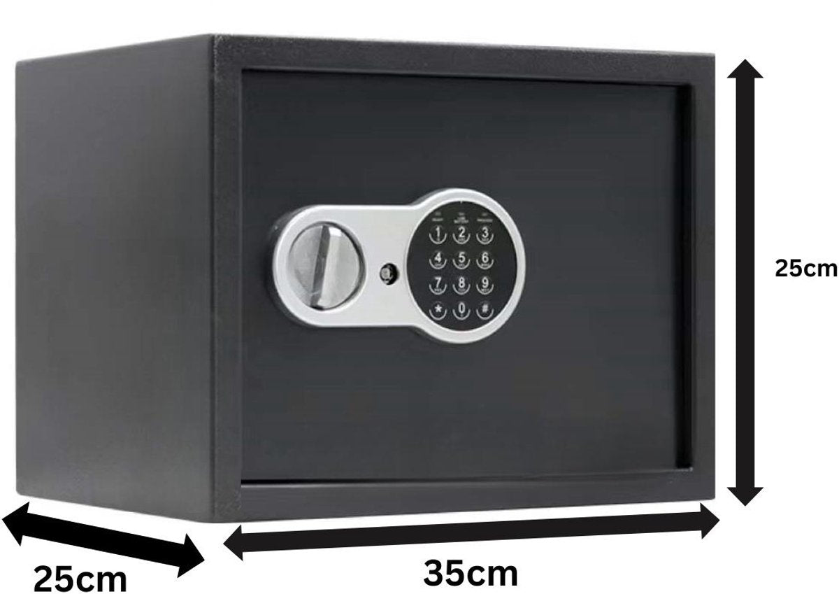 Stark's Kluis - Elektronisch Cijferslot en Noodsleutel - Geldkluis - Sieradenkluis - 25x35x25cm - Zwart