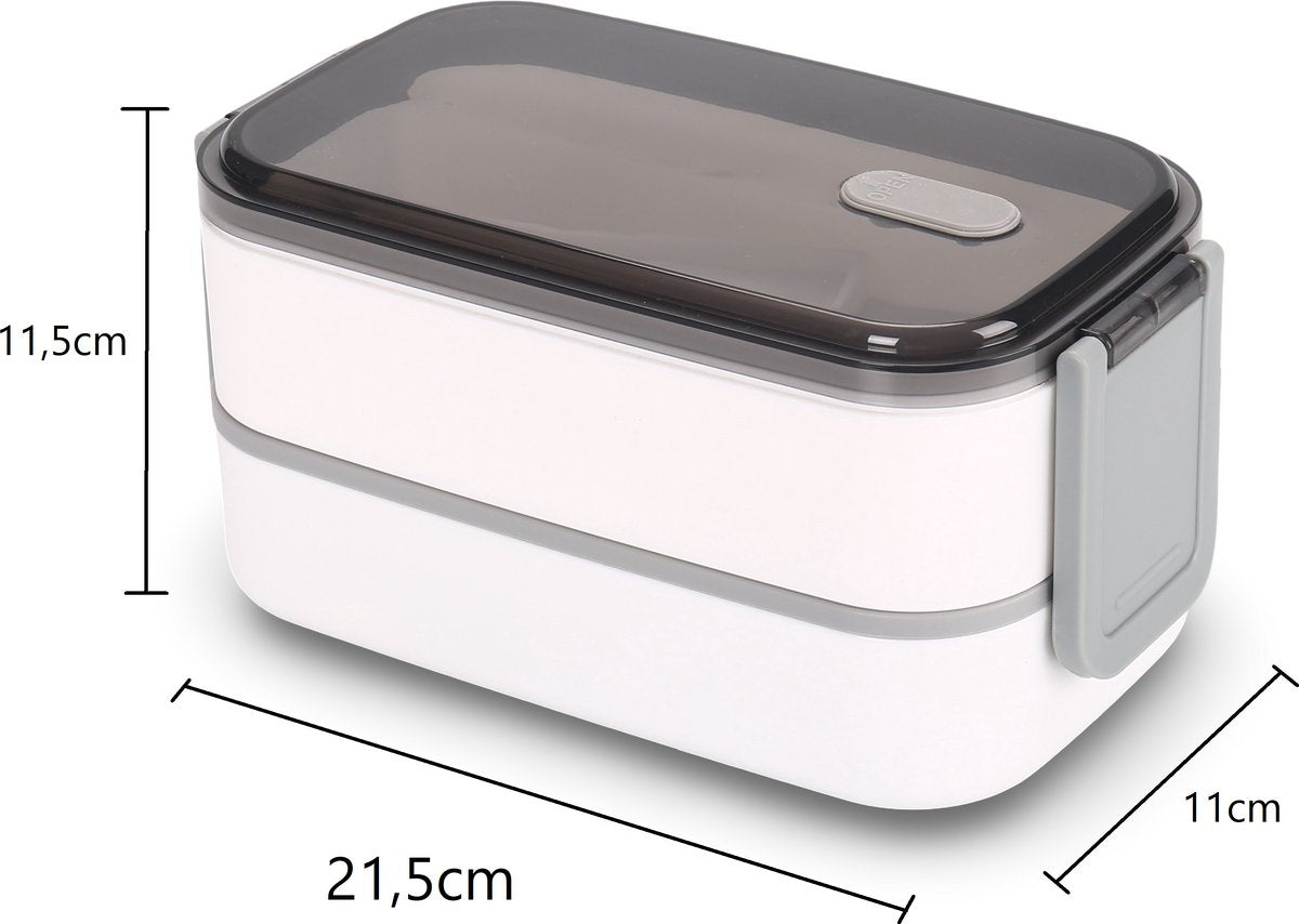 Cheffinger Lunchbox met Bestek - Wit - Bentobox - Multifunctioneel Voor Werk en School - Meal Prep Bakje