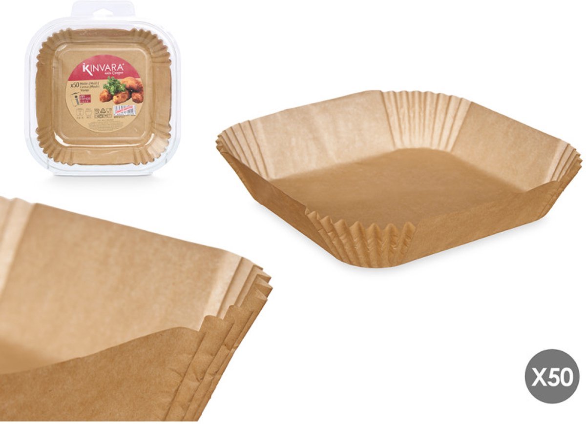 Kinvara Airfryer Bakpapier - Vierkant - 21x21x4cm - 50 Stuks - Bakpapier Aifryer - Luchtfriteuse
