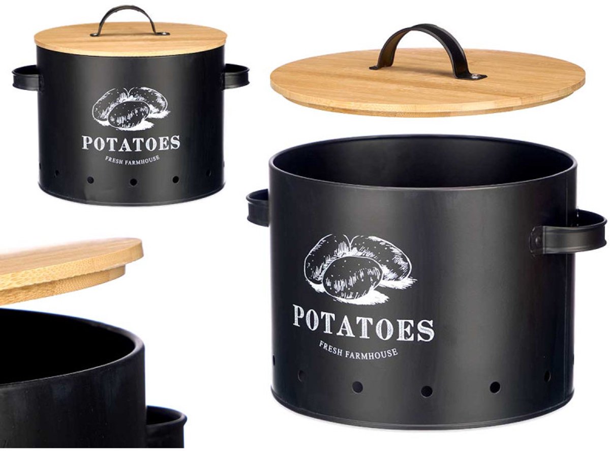 Kinvara Aardappelpot met Bamboe Deksel - Zwart