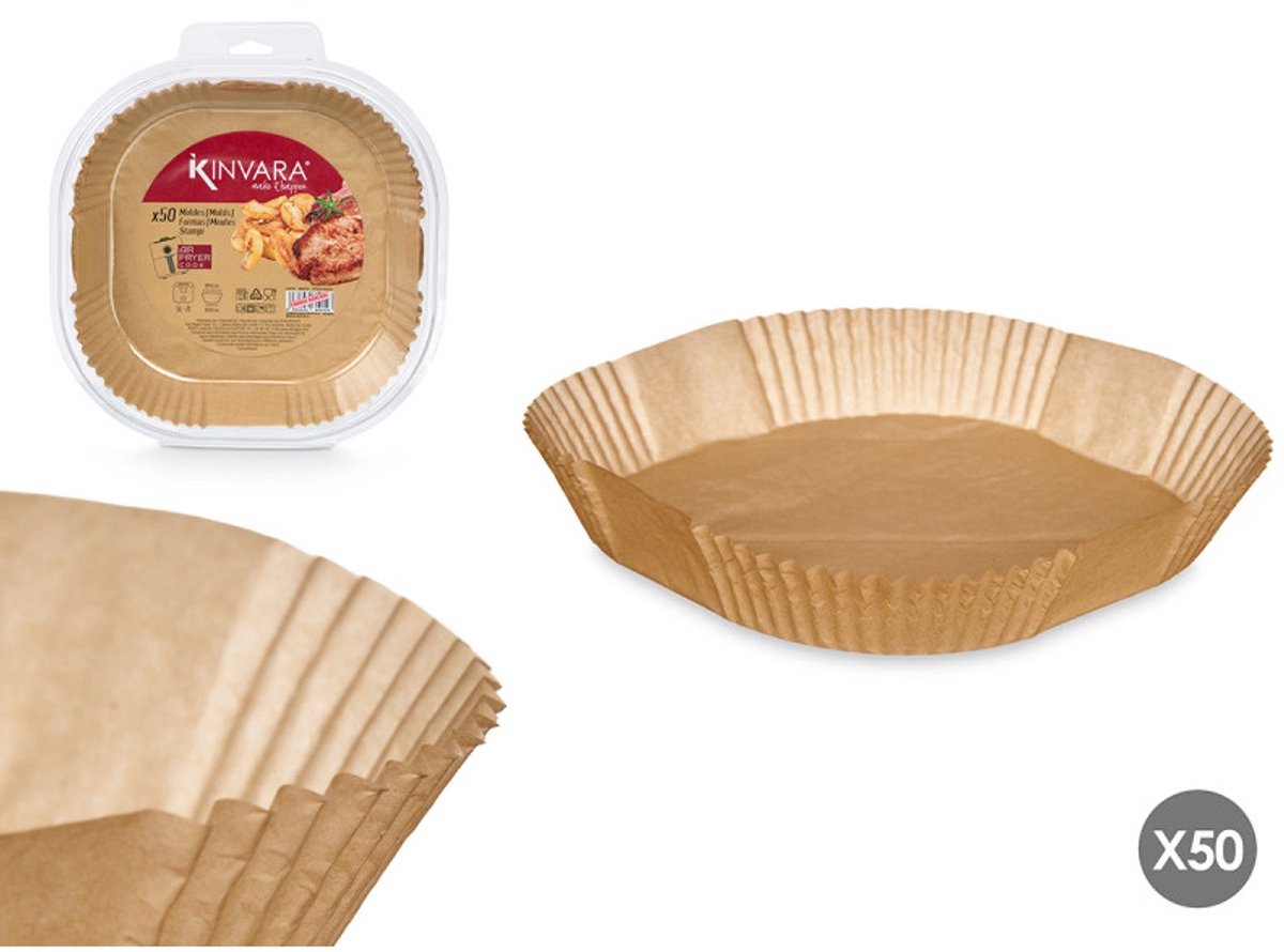 Kinvara Airfryer Bakpapier - Vierkant - 24x24x5cm - 50 Stuks - Bakpapier Aifryer - Luchtfriteuse